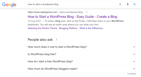 Título da postagem do blog em SERPs