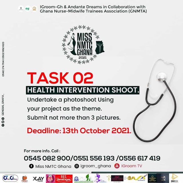 MISS NMTC GHANA 2021 TASK 2 - SUBMISSION DEADLINE IS WEDNESDAY,13TH OCTOBER 2021 