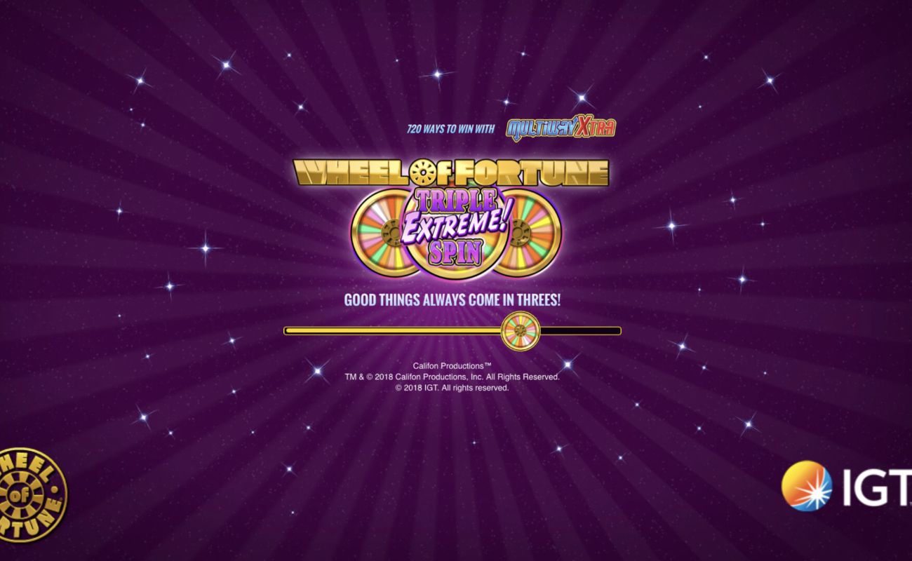 Wheel of fortune triple extreme online slot game against purple background