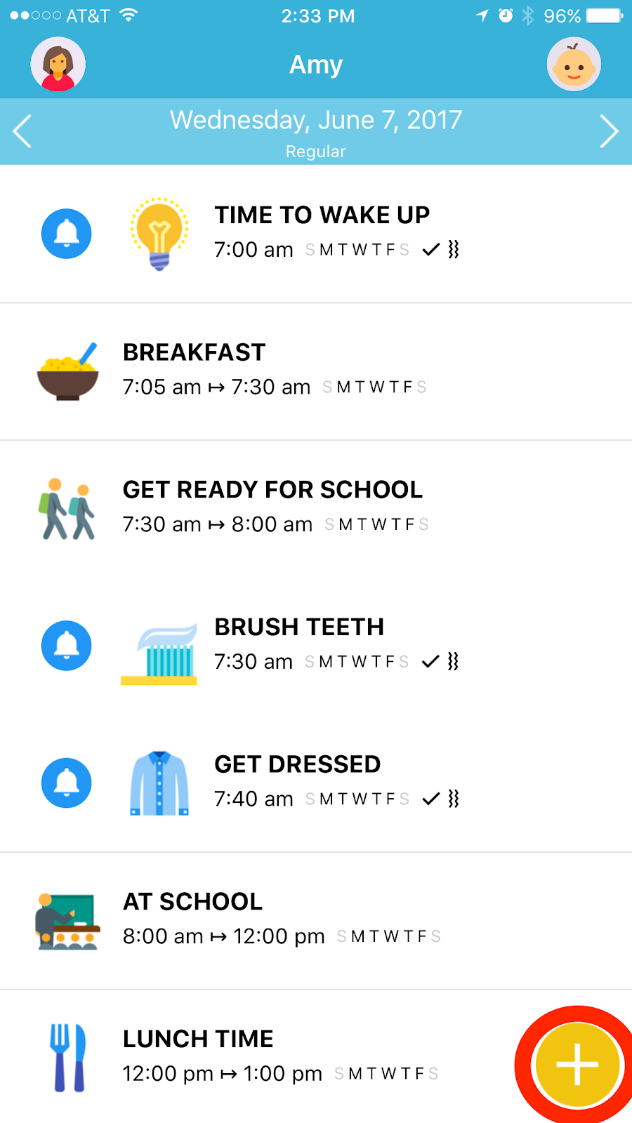 Octopus Watch app: scheduler screen, add a new time period