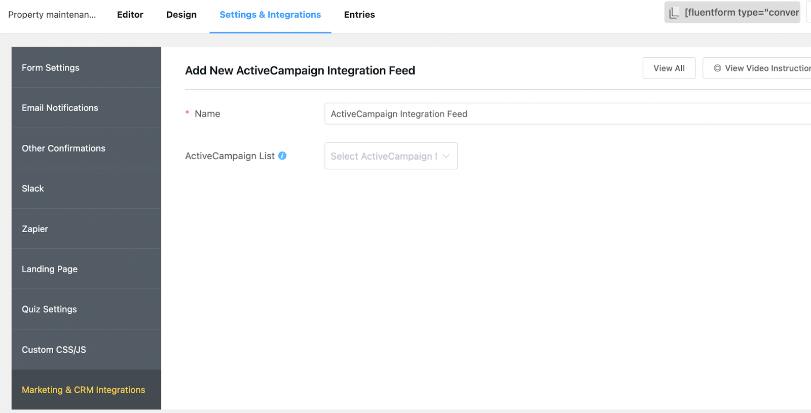 Marketing & CRM intergations oanel