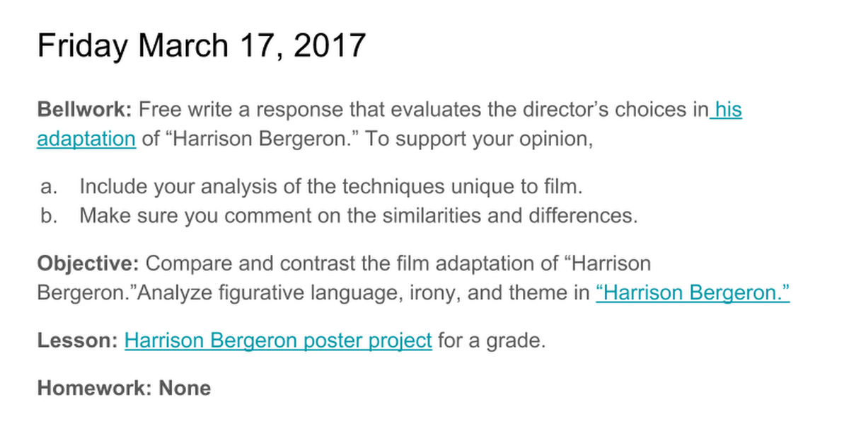 harrison bergeron theme statement