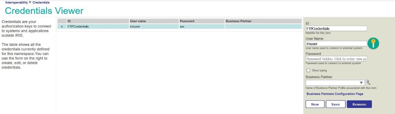 Credentials for acessing the FTP server