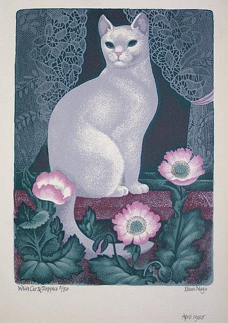 Image result for eileen mayo white cat and poppies