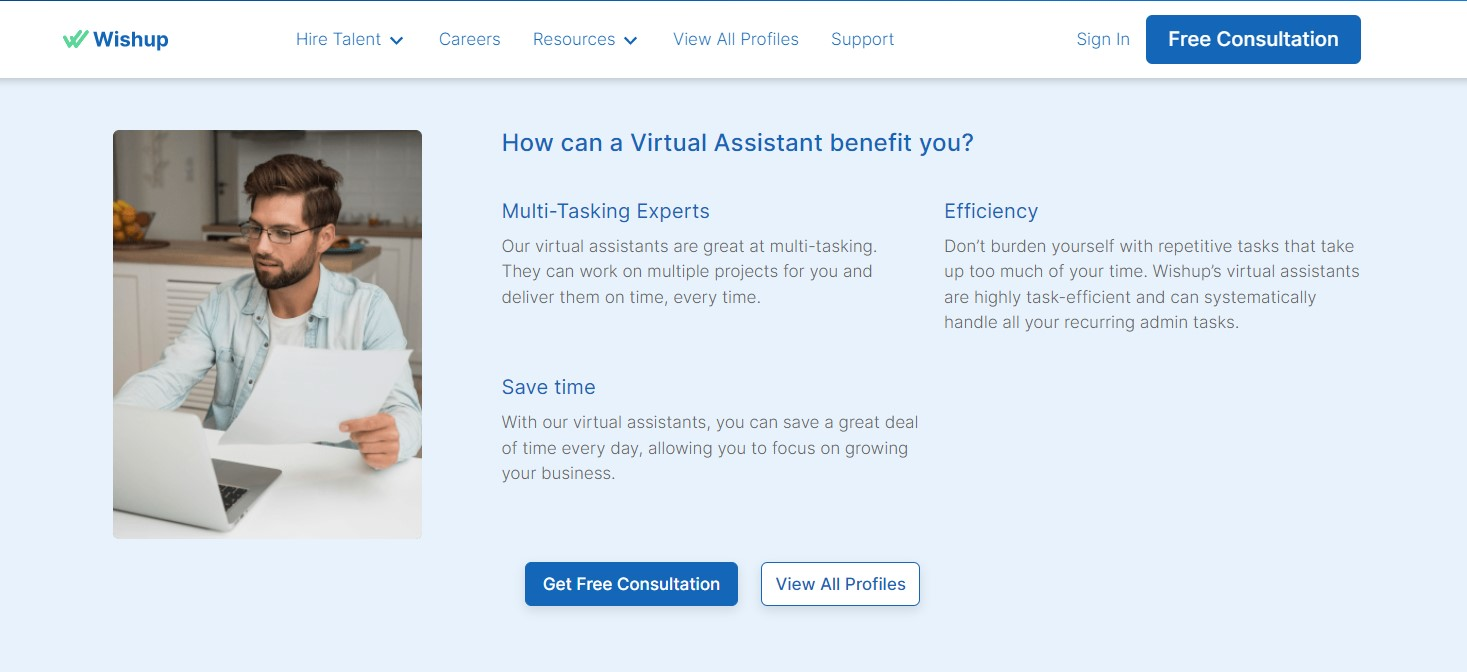 It is beneficial hiring virtual assistants through Wishup.