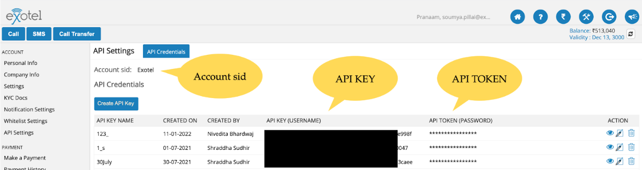 SMS APIs in India | Exotel product dashboard