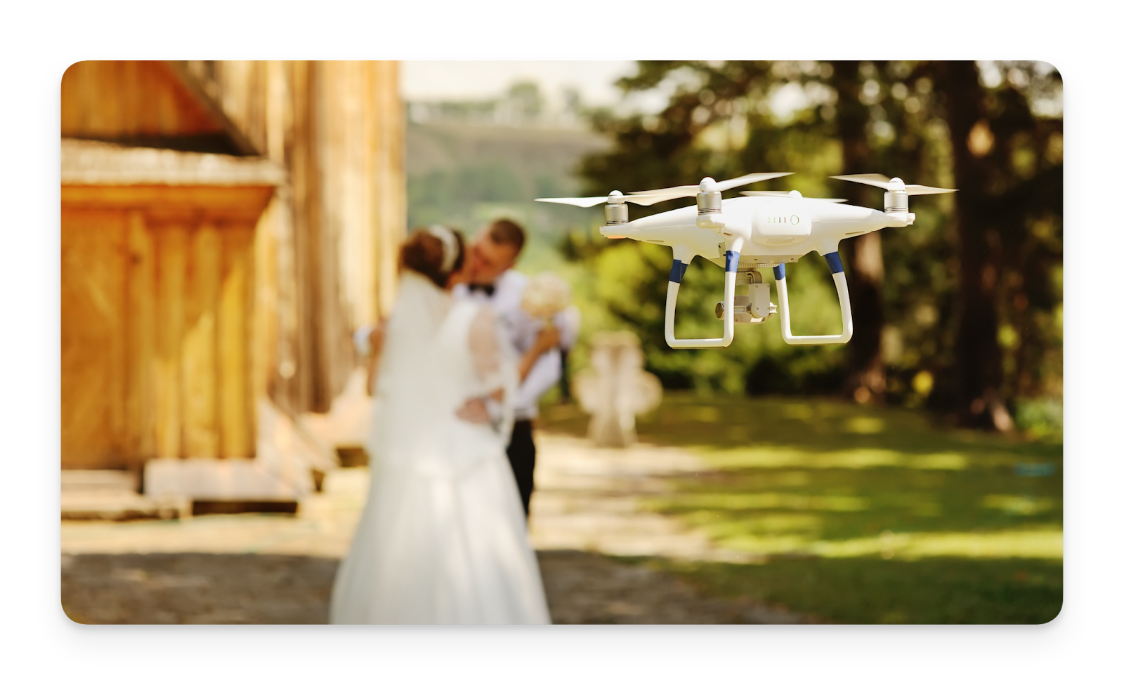 A drone capturing a wedding.