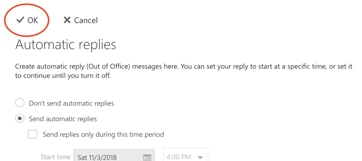 How do I set a vacation/out of office message?