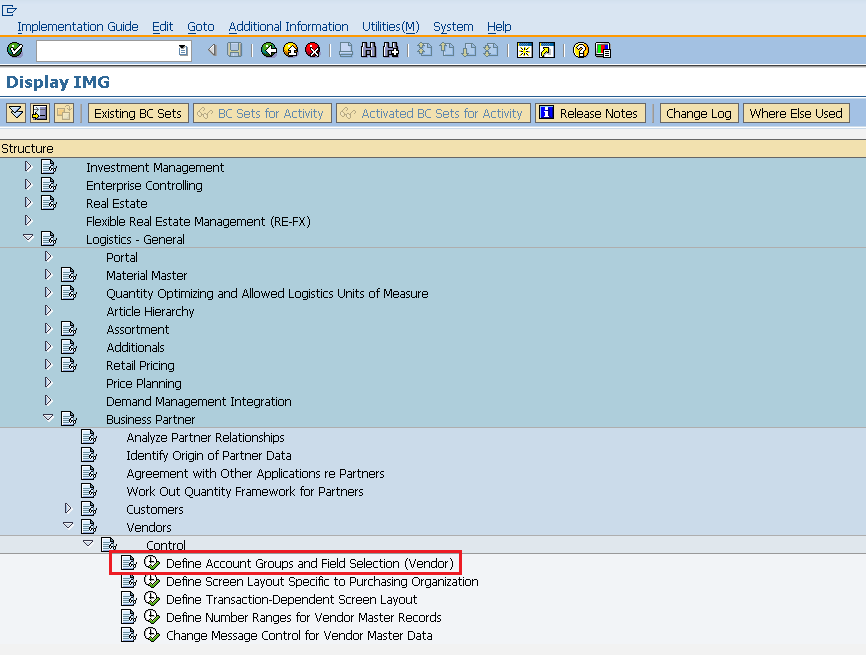 SAP Vendor Account Group