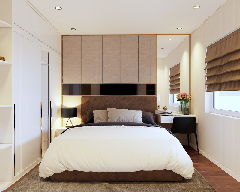 Thiết kế phòng ngủ 15m2 nên chọn những mẫu giường có thiết kế đơn giản