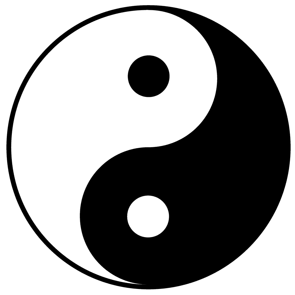 Black and white Yin Yang symbol isolated on bright background