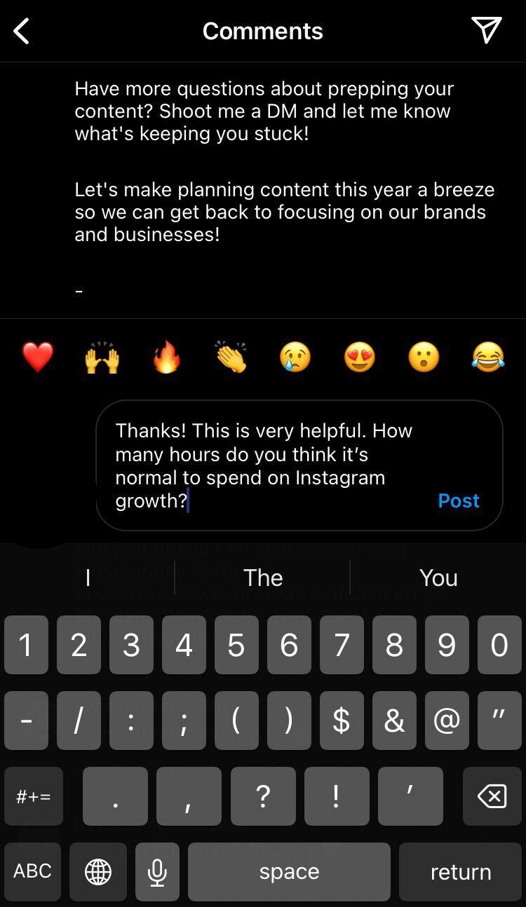 Instagram comment section