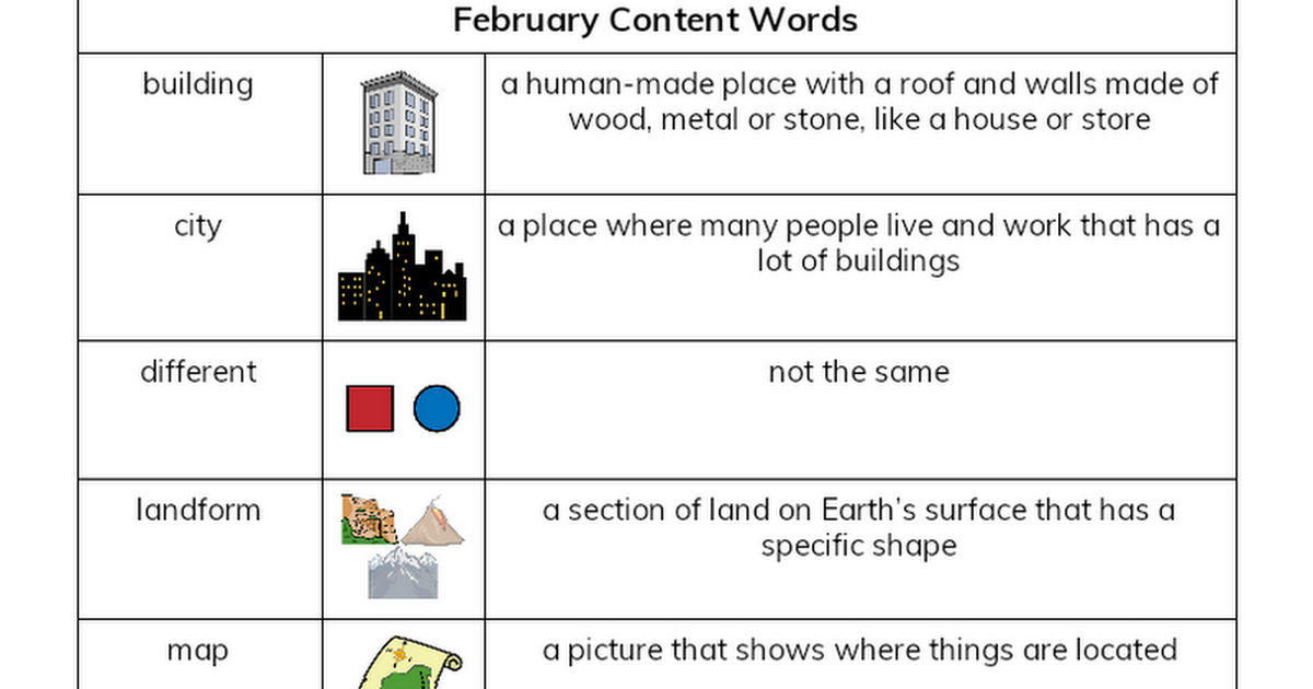 February Unique Words Home Practice 