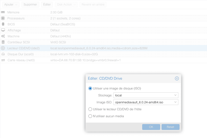 Installation OMV via VM proxmox