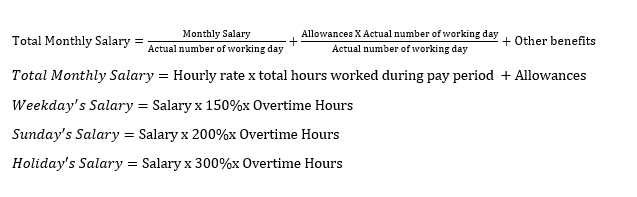 Step 3: Calculate gross pay according to hours and benefits