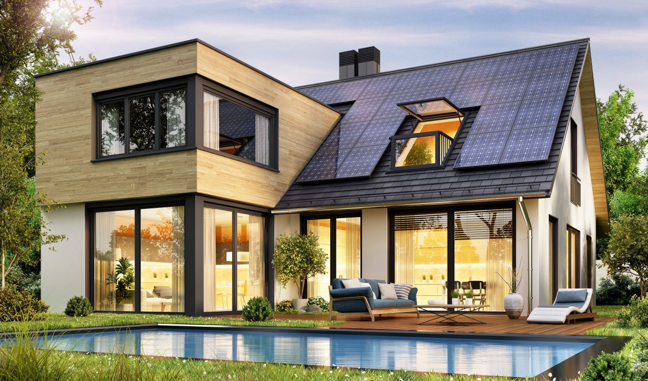 Residential property with solar rooftops
