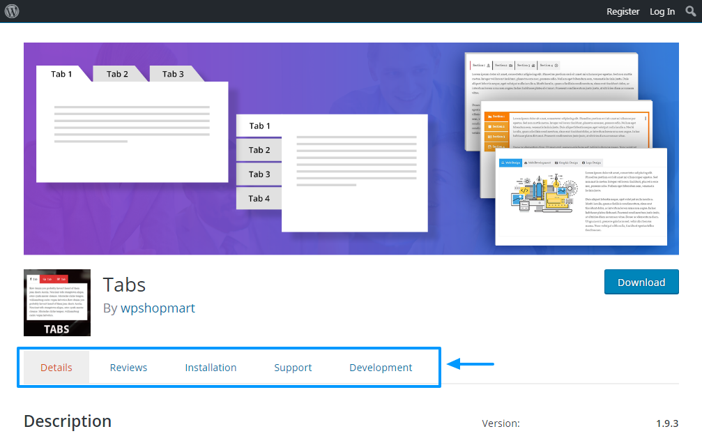 guias na página de descrição do plugin wordpress.org