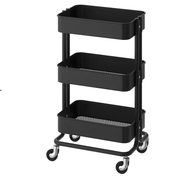 black utility cart for kitchen organization 