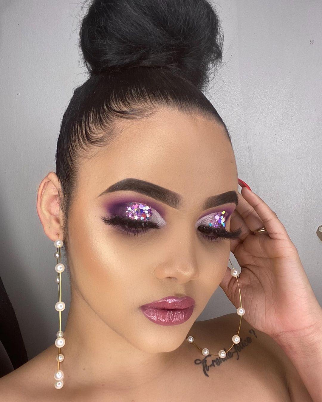 Glittery Purple Makeup