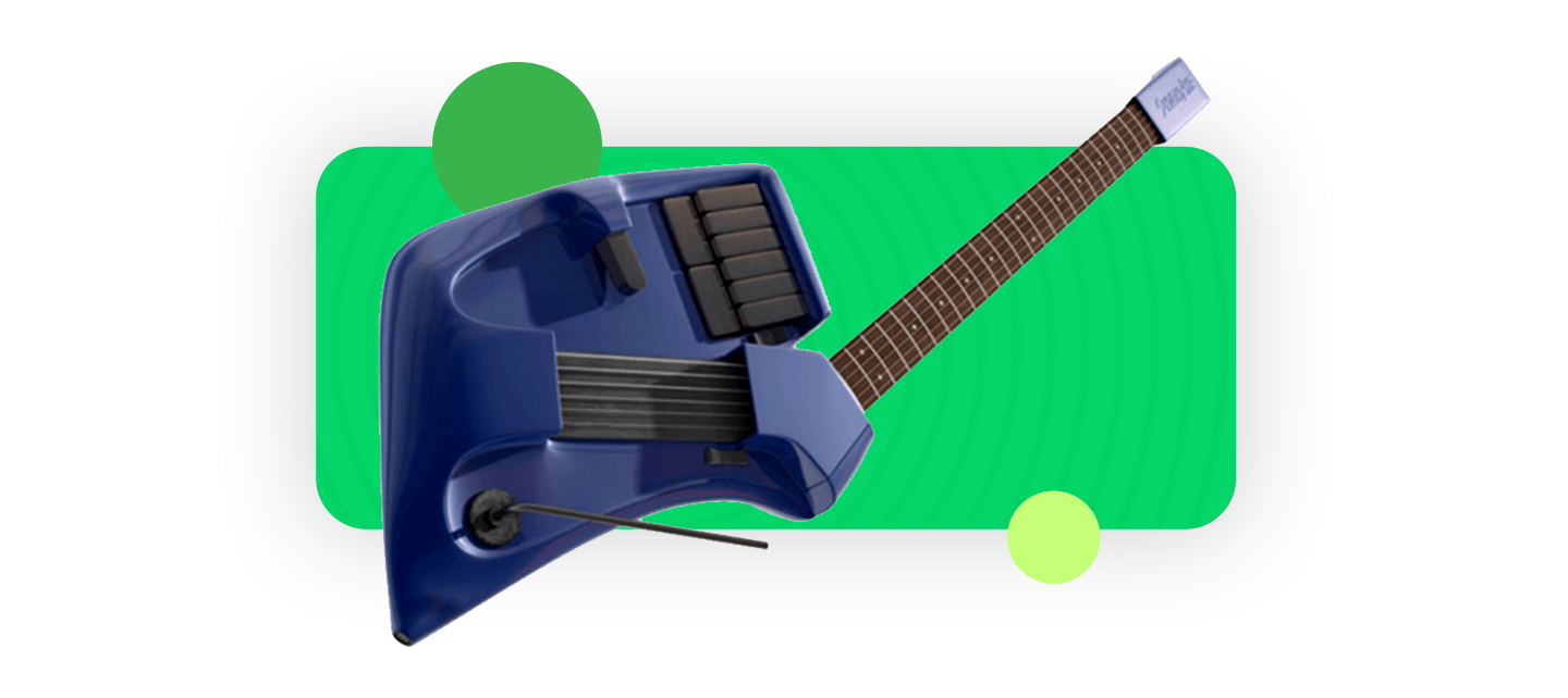 exemplo de guitarra midi: um instrumento de que misturava digital e analógico, possuindo cordas de aço e, ao mesmo tempo, sintetizadores.