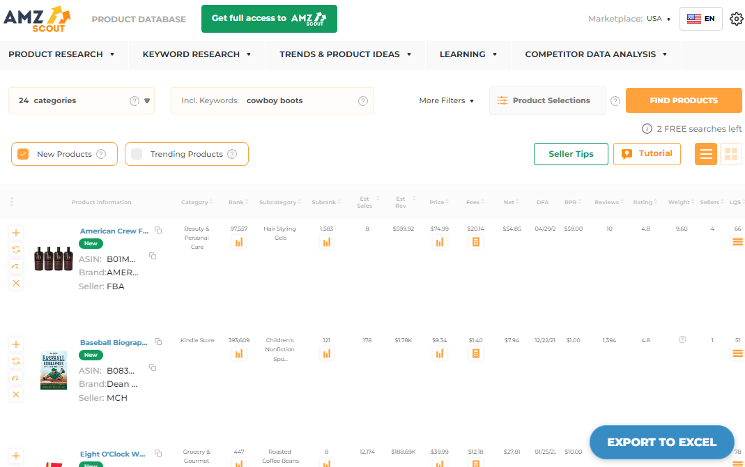 AMZScout Product Database