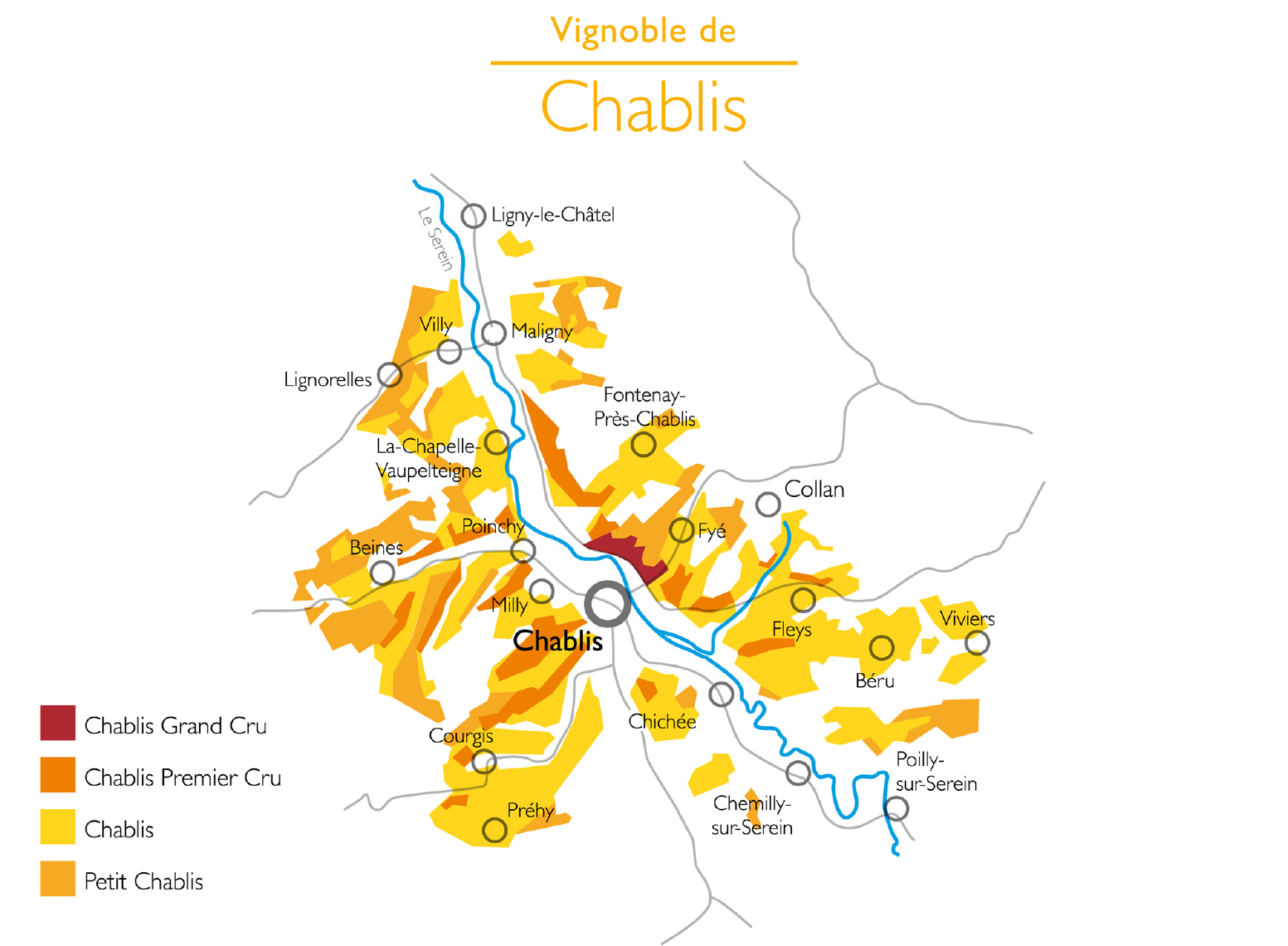 The map of Chablis appellations