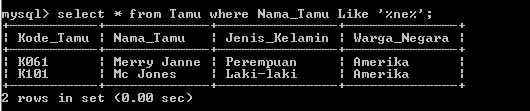 C:\Users\Aras\Documents\Tugas semester 1\Basis data\Tugas besar\7 Like, Order by, Grup By, Asc, Des\Like\Tamu\Like 4.PNG