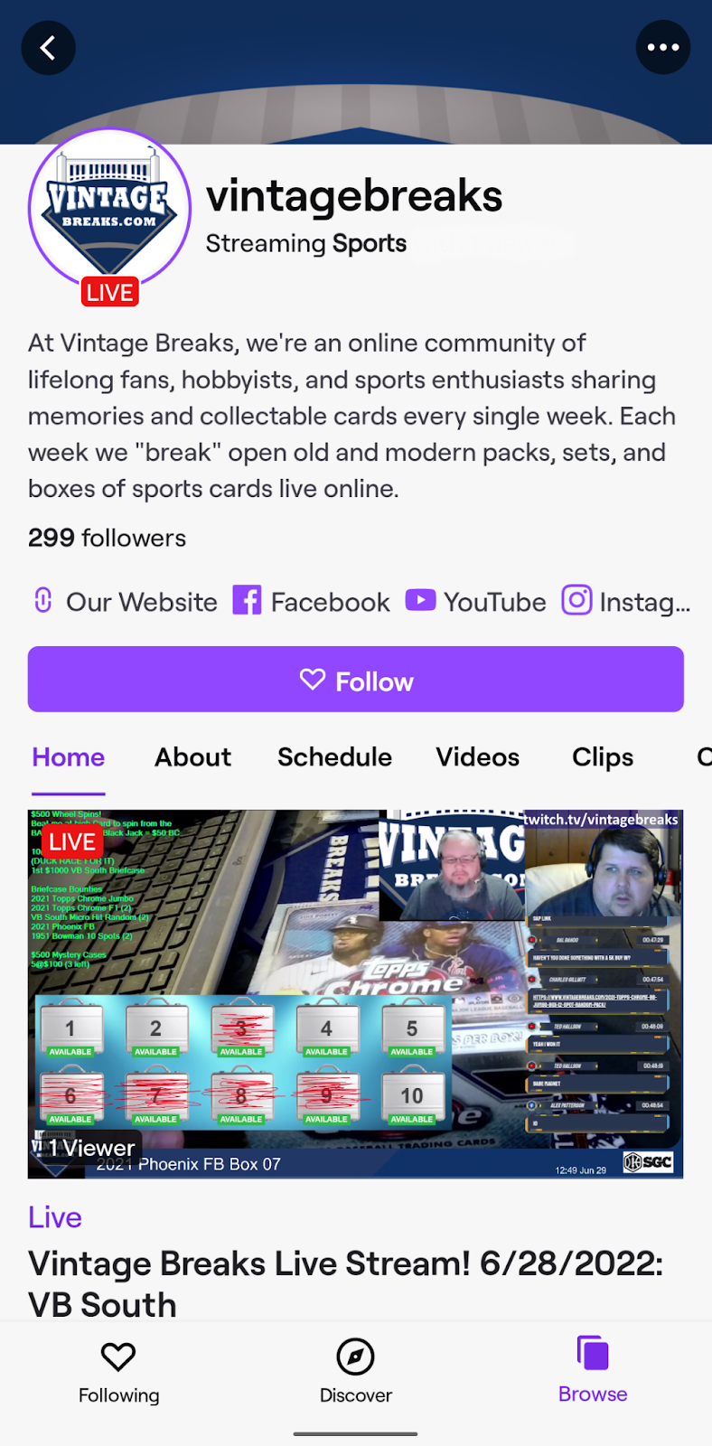 Watch Vintage Breaks Live Stream Card Breaks on Twitch
