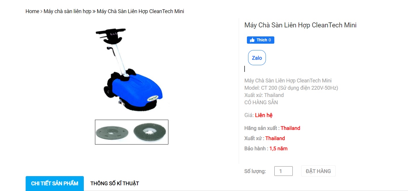 Máy chà sàn liên hợp mini Cleantech CT 200 giá tốt nhất thị trường tại Hoàng Gia