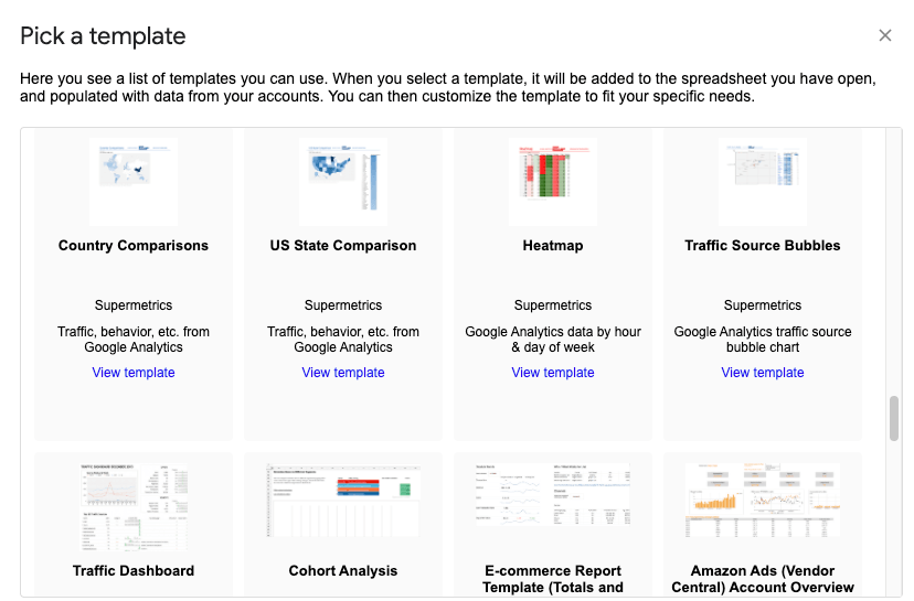 Supermetrics templates