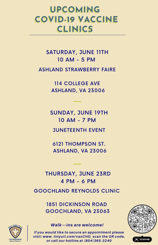 Upcoming Covid Vaccine Clinics