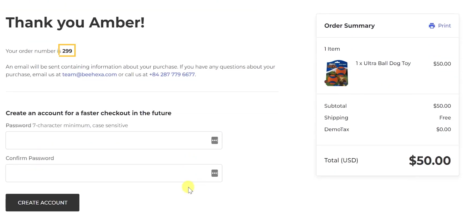 Create a new order on BigCommerce