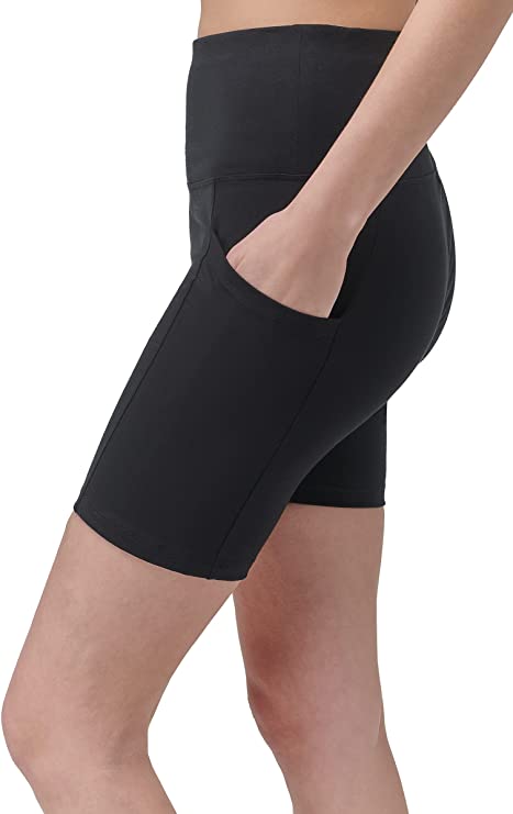 Marc New York Performance Women's Cotton-Spandex High Waisted Bike Short with Pockets