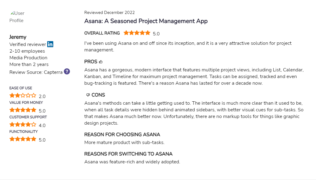 Asana reviews