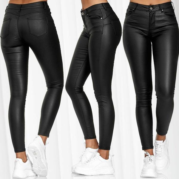 Buy Women's Hose Leather Skinny Pants Stretch Hipsters Trousers Leather  Pants at affordable prices — free shipping, real reviews with photos — Joom