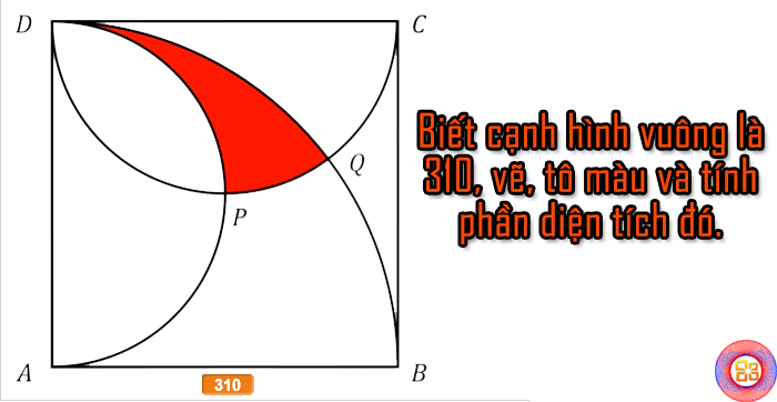 Vẽ và tính diện tích phần màu đỏ