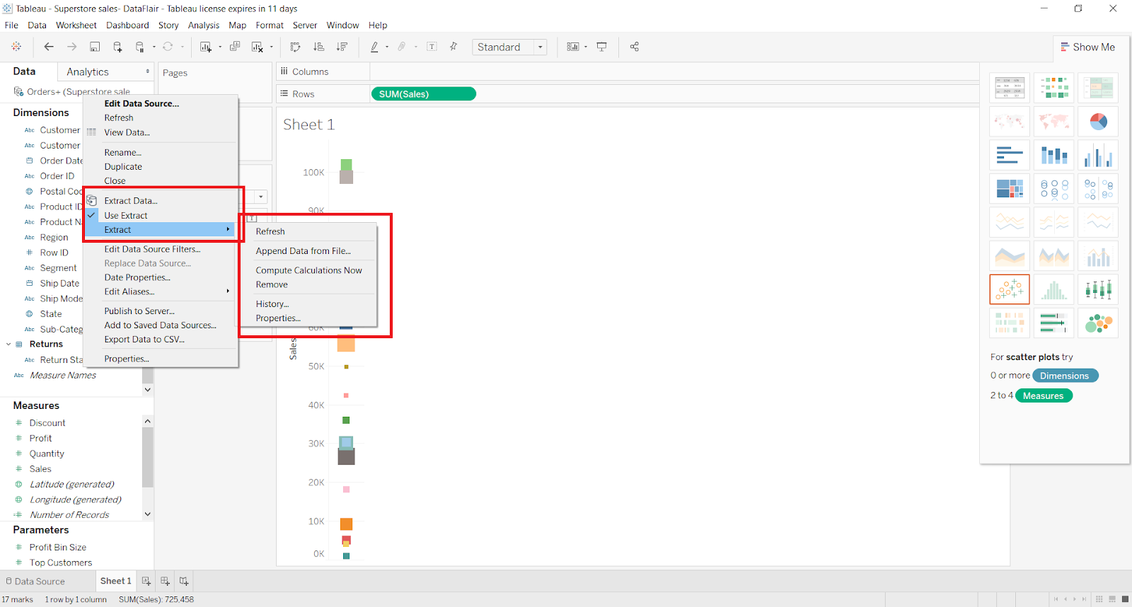 manage extracts in tableau