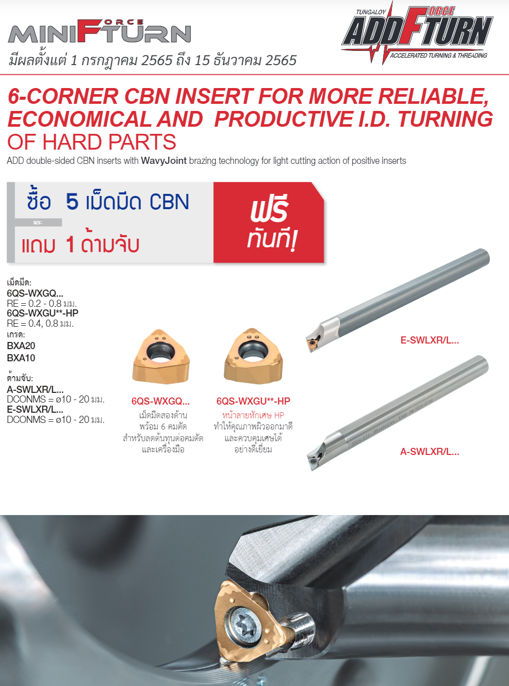 MiniForceTurn มาพร้อม เม็ดมีด CBN เน้นประหยัด ไปกับเม็ดมีดมุมบวกสองด้าน