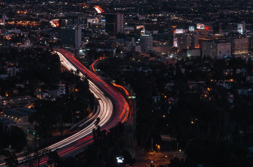The brutal evening commute is pretty when viewed from afar. (Credit: Kyle Murfin/USC)