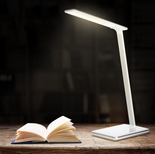 New LED Desk Lamp - Folding 4 Light Color Temperature With Wireless Desktop Charger USB Output Bottom Foam