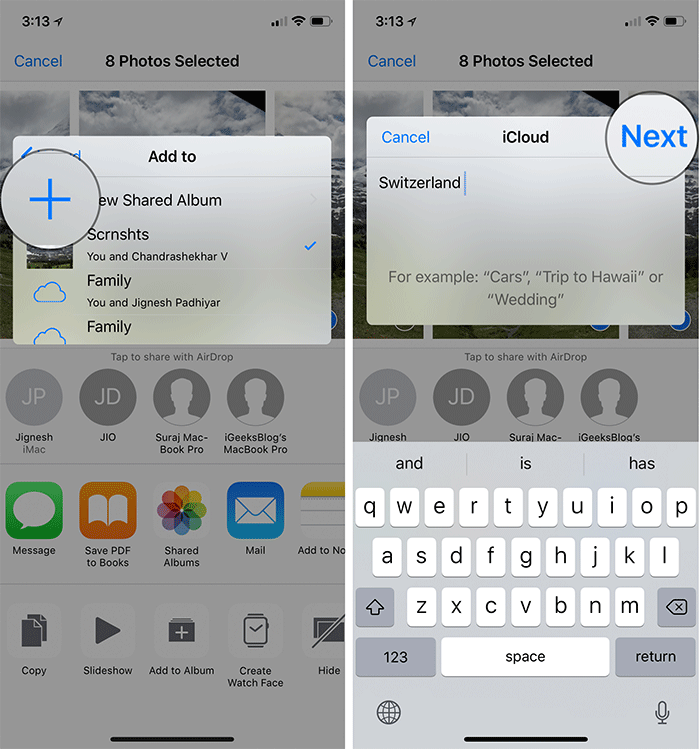 Create iCloud Photo Album on iDevice Running iOS 12