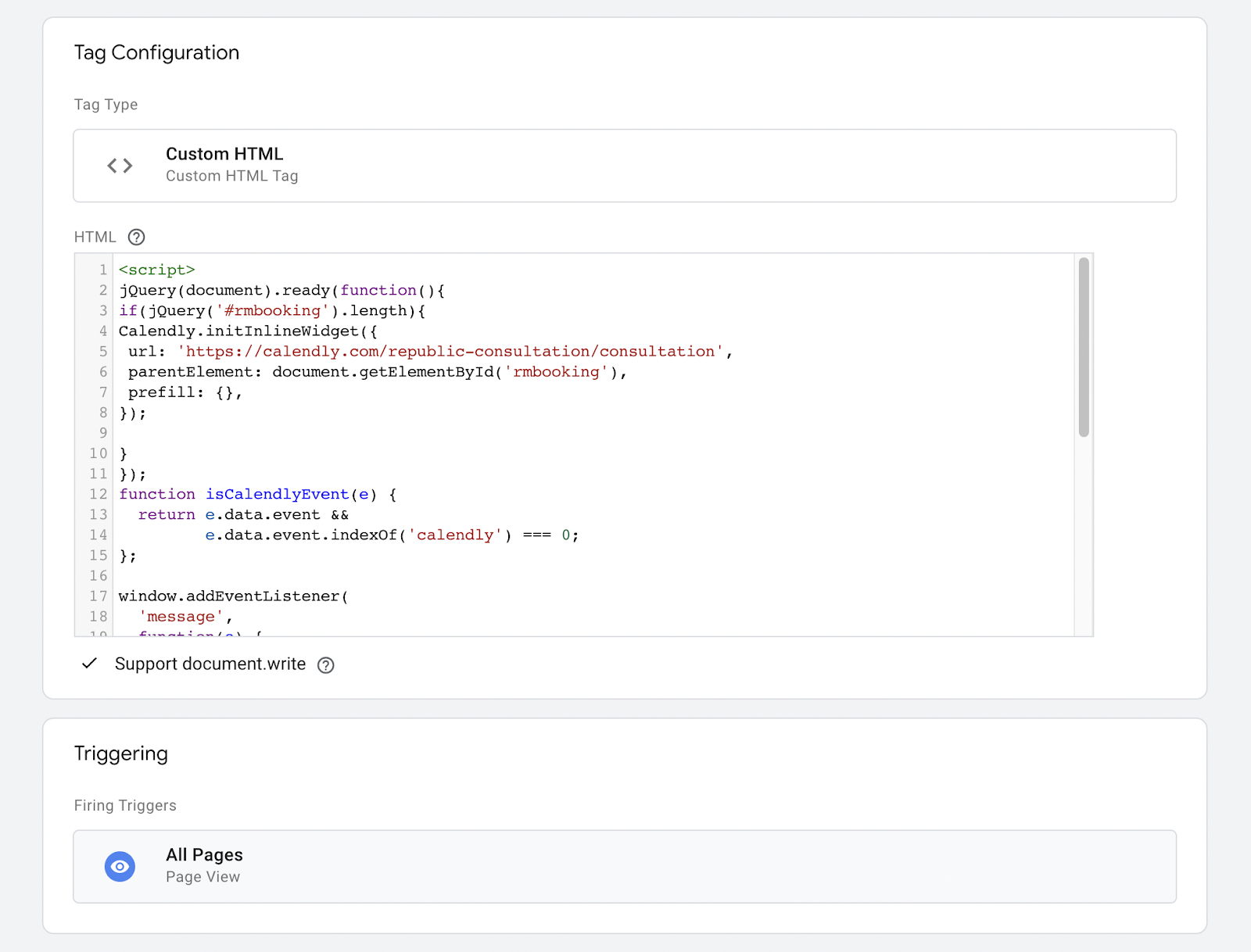 Google Tag manager HTML code