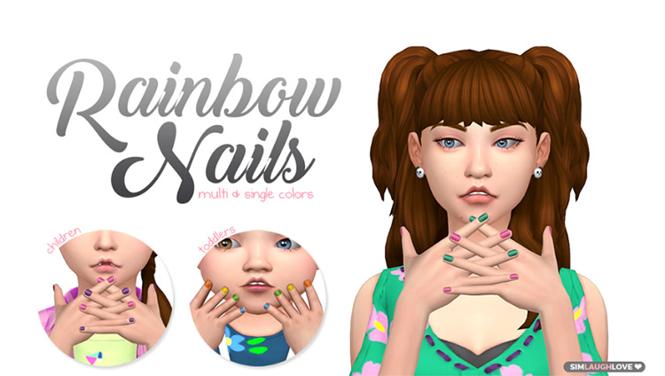 Rainbow Nails by simlaughlove Sims 4 CC