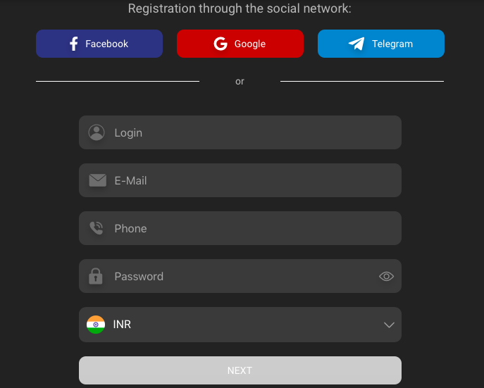 Rajbet casino registration interface