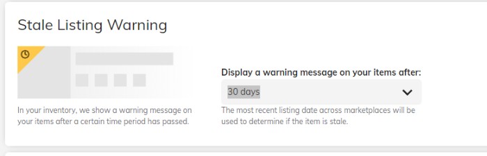 vendoo stale listing warning