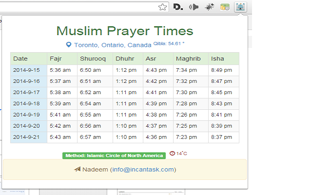 Muslim Prayer Times (Weekly) Chrome Extension Download for Google