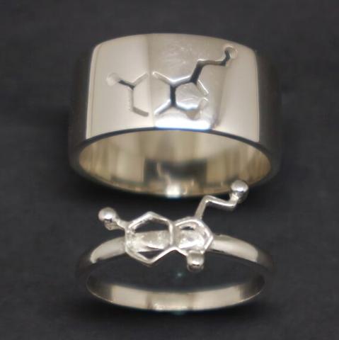 Serotonin Molecule Matching Promise Ring for Couples