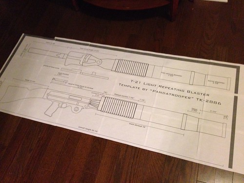 Panda Trooper's T21 Blaster Template Printed Out