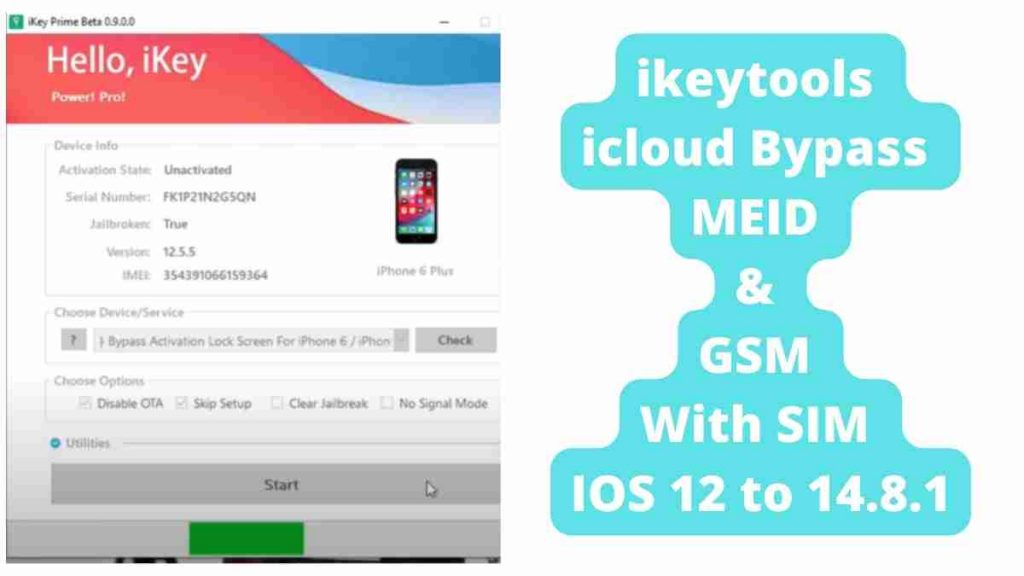 ikeytools icloud Bypass MEID & GSM With SIM IOS 14.8.1