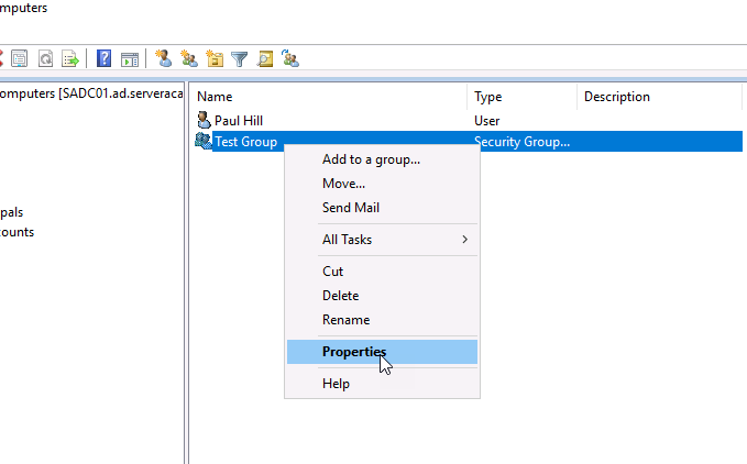 View Active Directory Group Properties